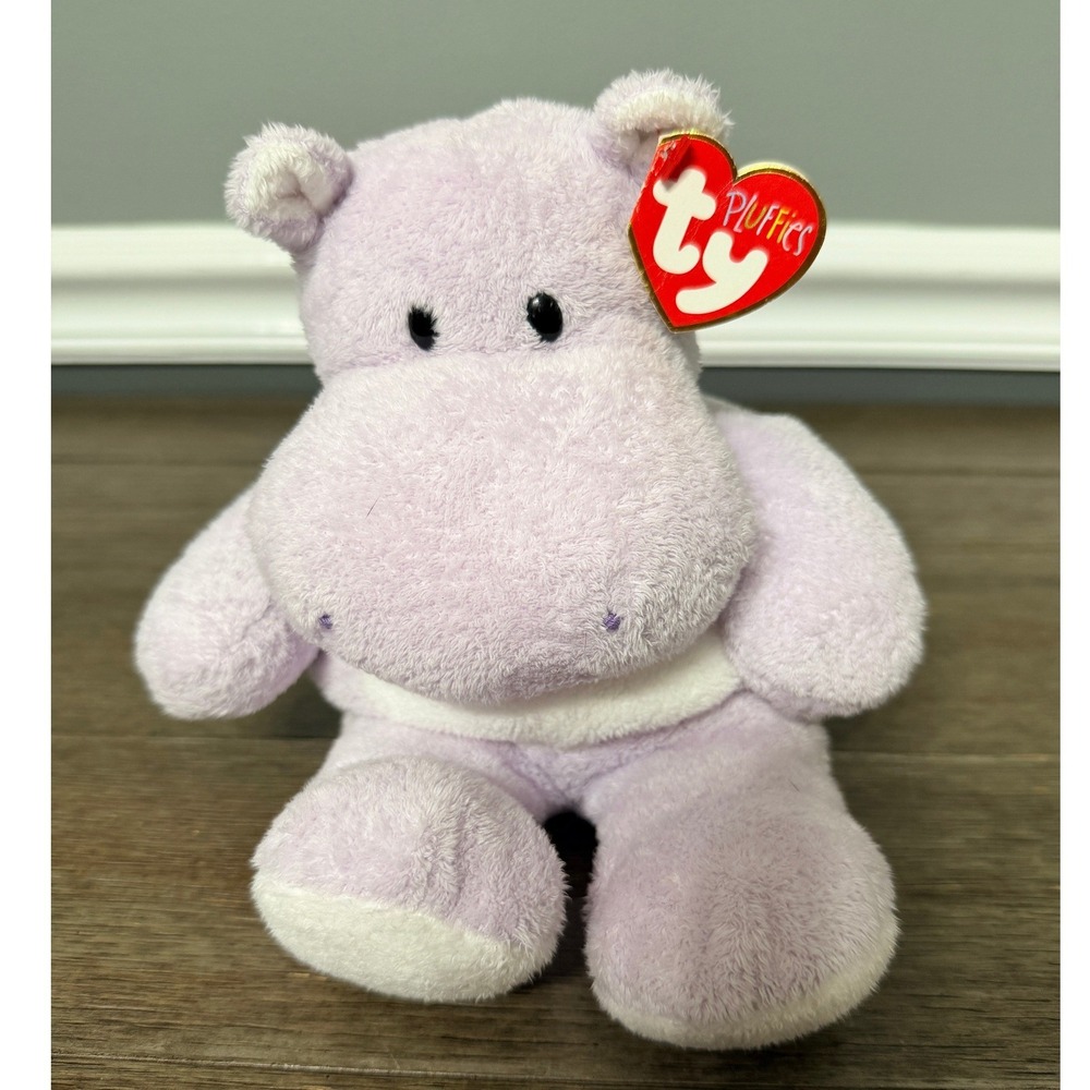 Ty TyLux Pluffies Wades the Purple Hippo Plush